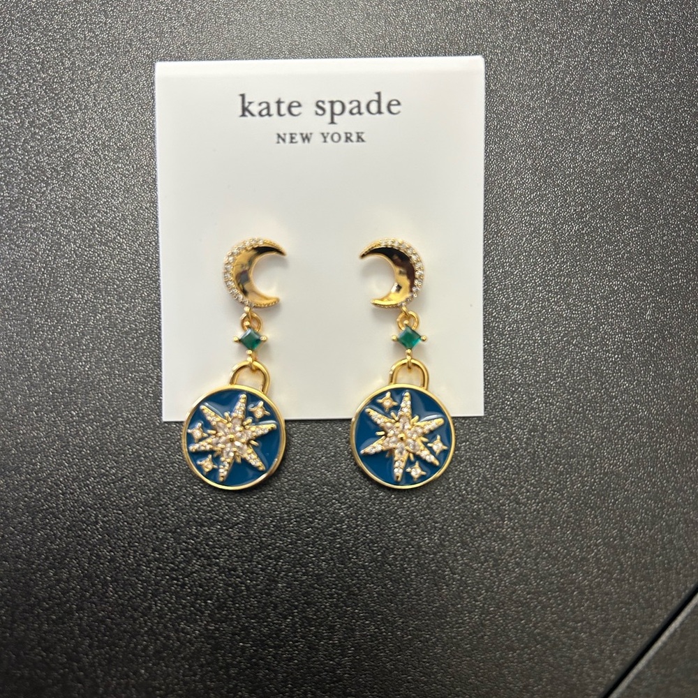 Kate Spade Gold and Blue Star Earrings - Picture 3 of 4